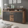 Meubella - Dressoir Lavina - Old wood - Antraciet - 190 cm