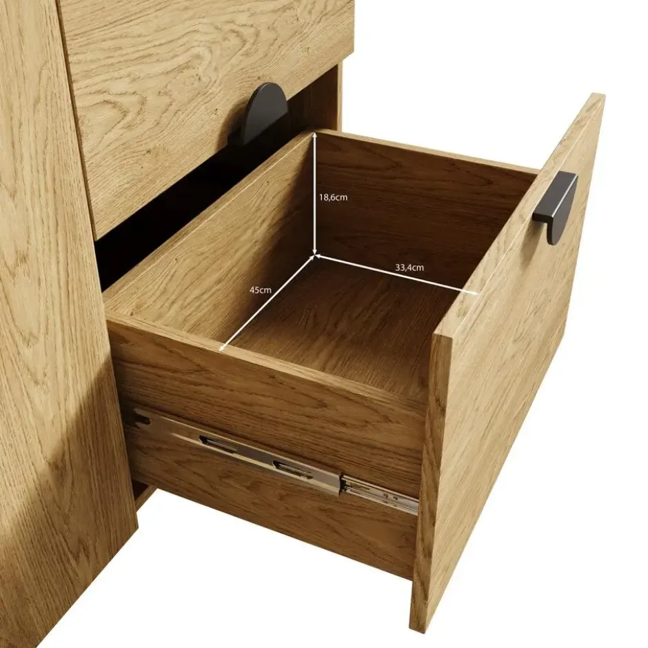 Meubella - Dressoir Monor - Zwart eiken - 160 cm