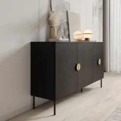 Meubella - Dressoir Monor - Zwart eiken - 160 cm