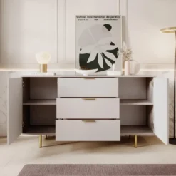 Meubella - Dressoir Nicola - Beige - 150 cm