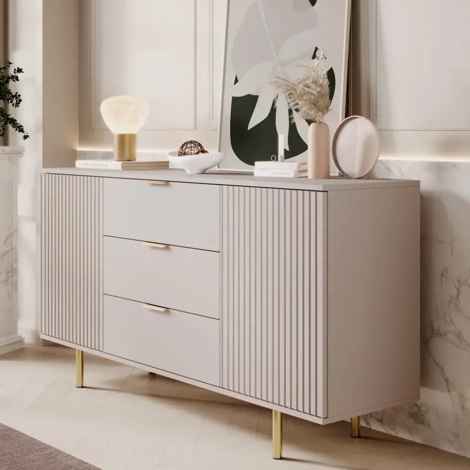 Meubella - Dressoir Nicola - Beige - 150 cm