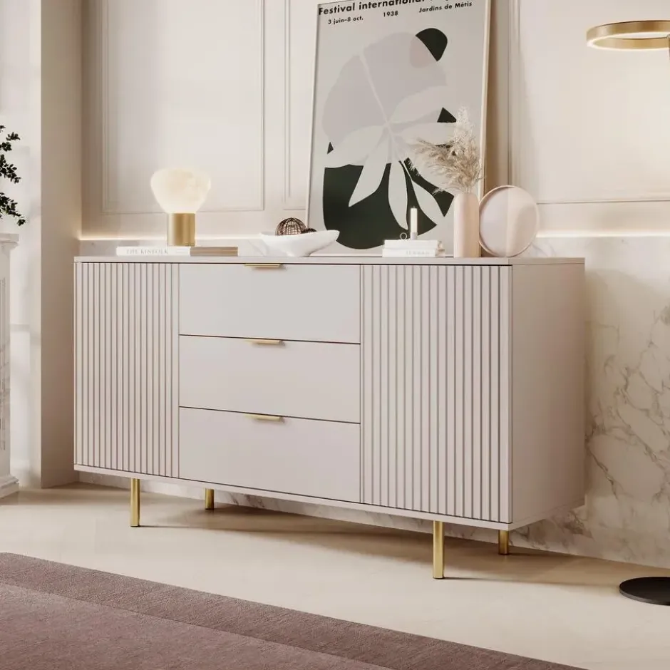 Meubella - Dressoir Nicola - Beige - 150 cm