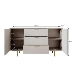 Meubella - Dressoir Nicola - Beige - 150 cm