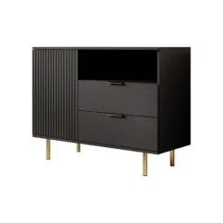 Meubella - Dressoir Nicola - Mat zwart - 107 cm