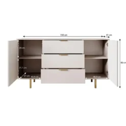 Meubella - Dressoir Nicola - Mat zwart - 150 cm