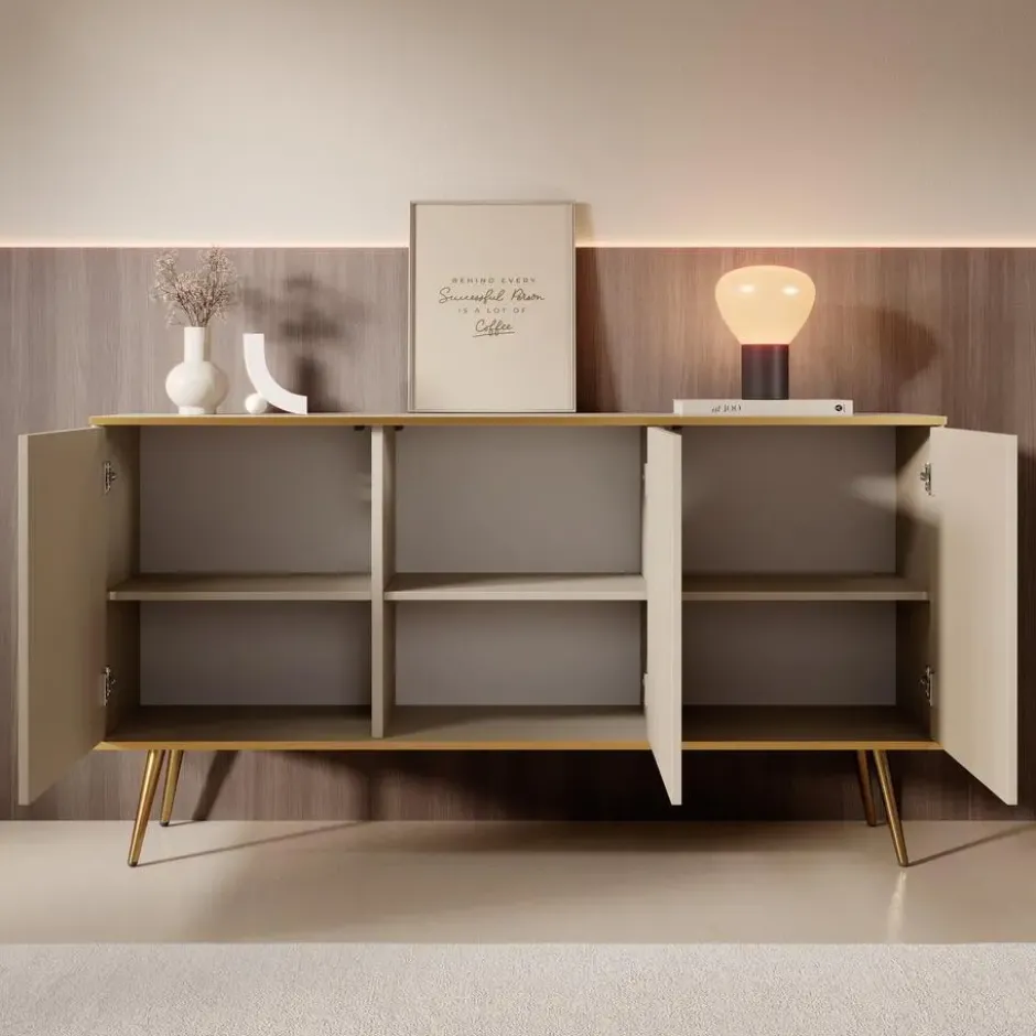 Meubella - Dressoir Orleans - Beige - 160 cm
