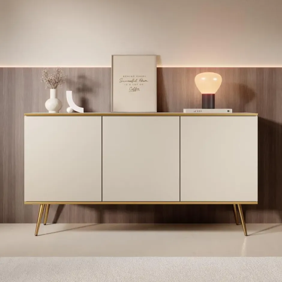 Meubella - Dressoir Orleans - Beige - 160 cm