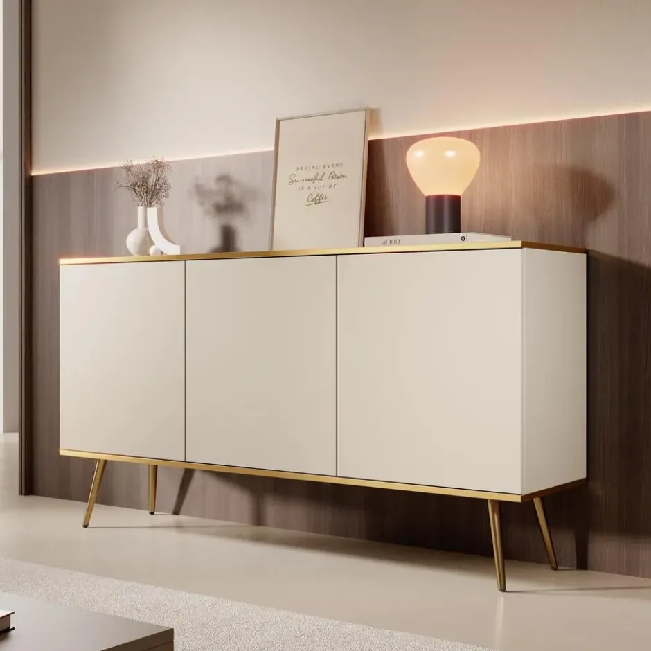 Meubella - Dressoir Orleans - Beige - 160 cm