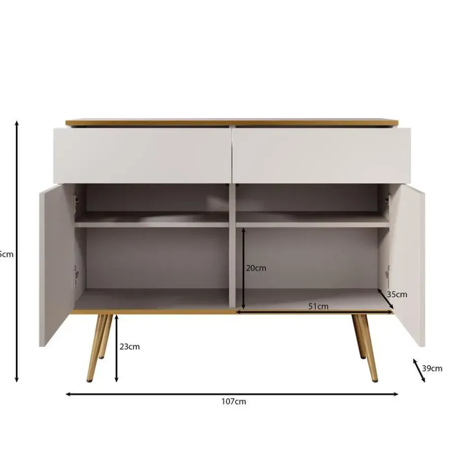 Meubella - Dressoir Orleans - Beige - 107 cm