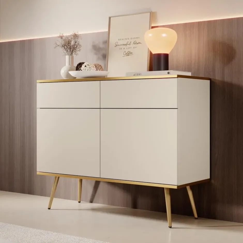 Meubella - Dressoir Orleans - Beige - 107 cm