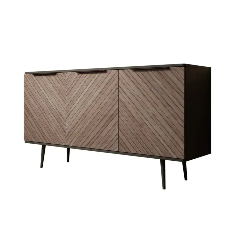 Meubella - Dressoir Pedro - Donker eiken - Zwart eiken - 150 cm