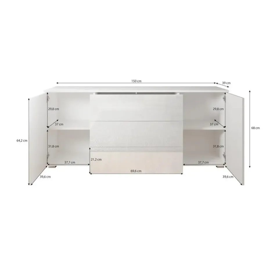 Meubella - Dressoir Pure - Zwart - 150 cm