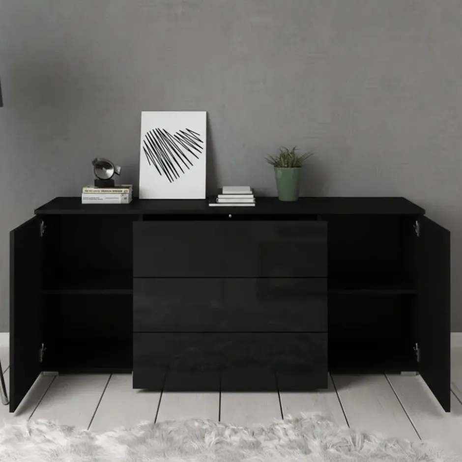 Meubella - Dressoir Pure - Zwart - 150 cm