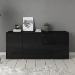 Meubella - Dressoir Pure - Zwart - 150 cm