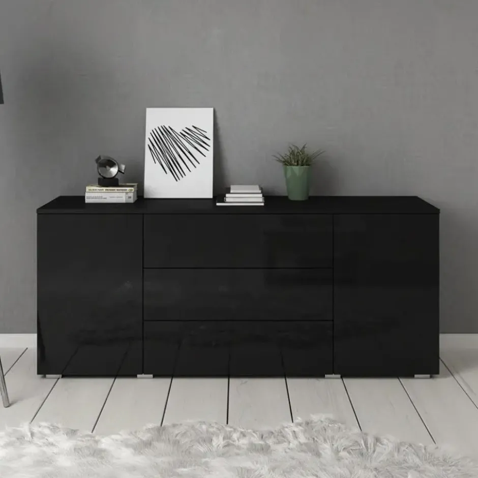 Meubella - Dressoir Pure - Zwart - 150 cm