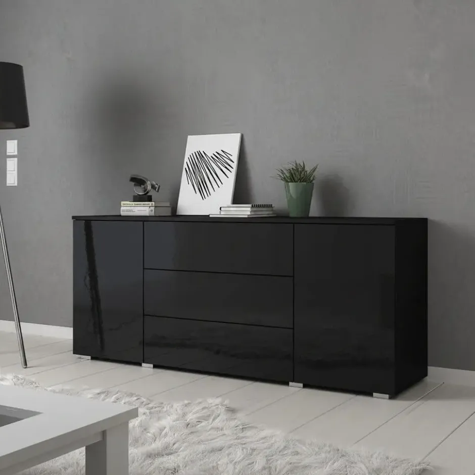 Meubella - Dressoir Pure - Zwart - 150 cm