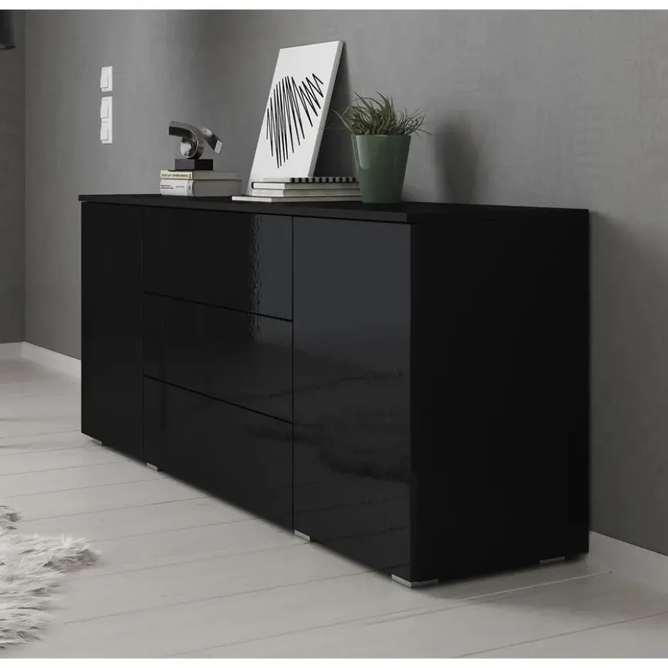 Meubella - Dressoir Pure - Zwart - 150 cm