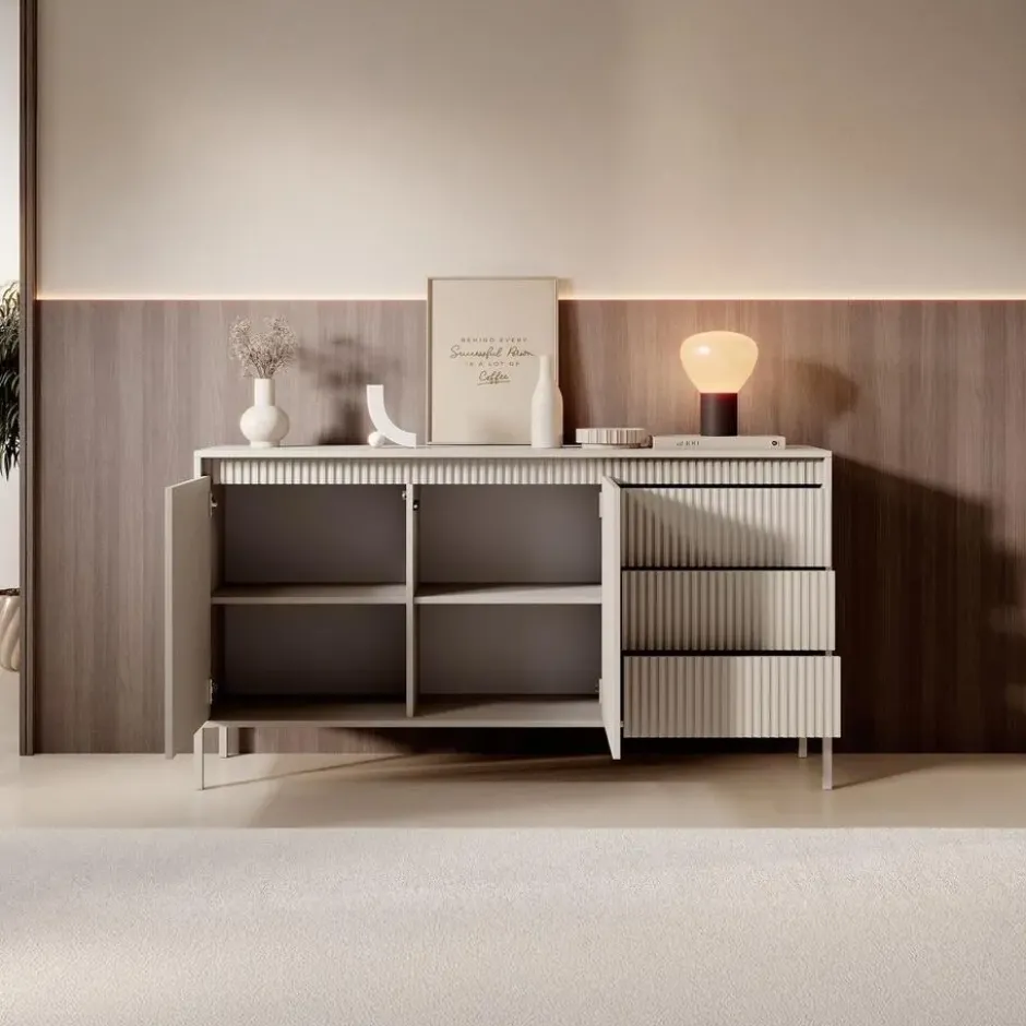 Meubella - Dressoir Saran - Beige - 153 cm