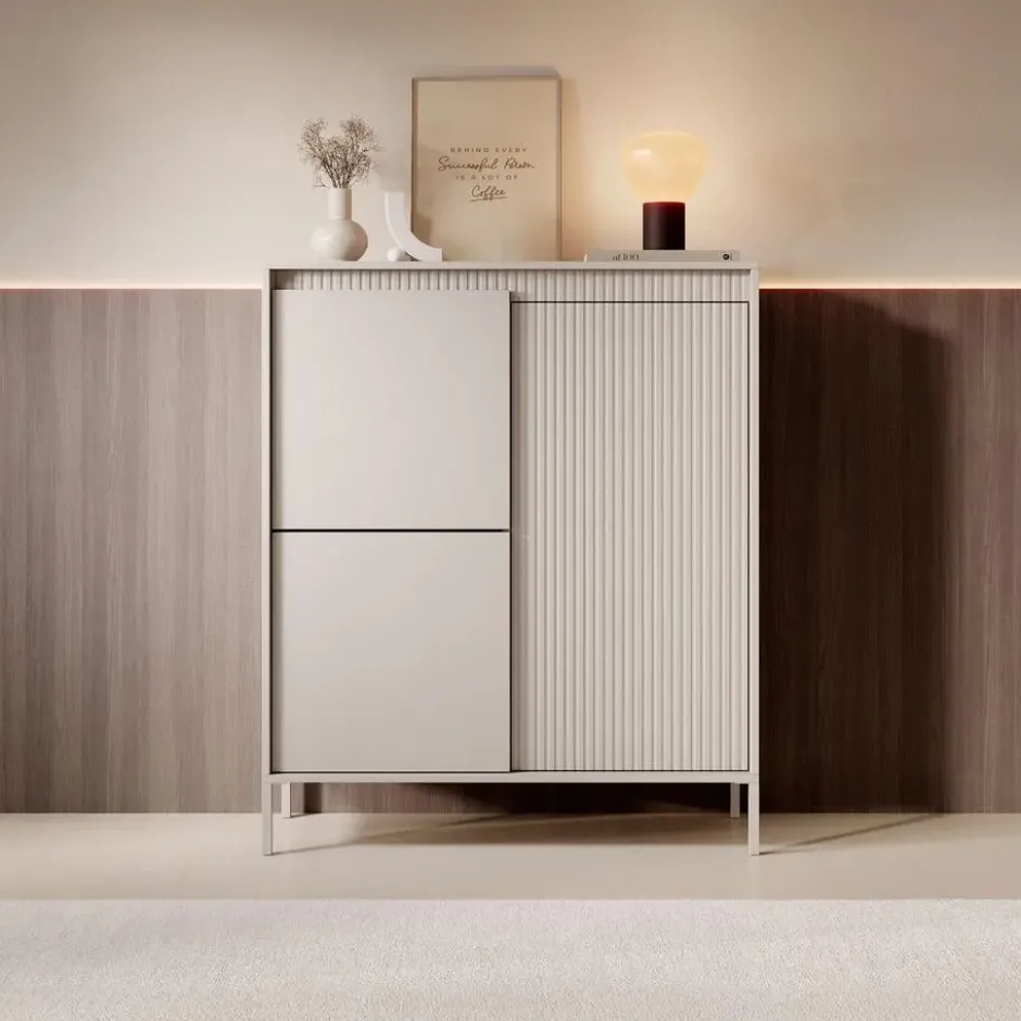 Meubella - Dressoir Saran - Beige - Hoog - 104 cm