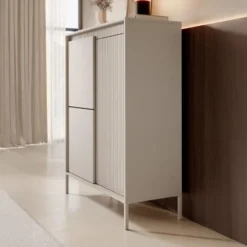 Meubella - Dressoir Saran - Beige - Hoog - 104 cm