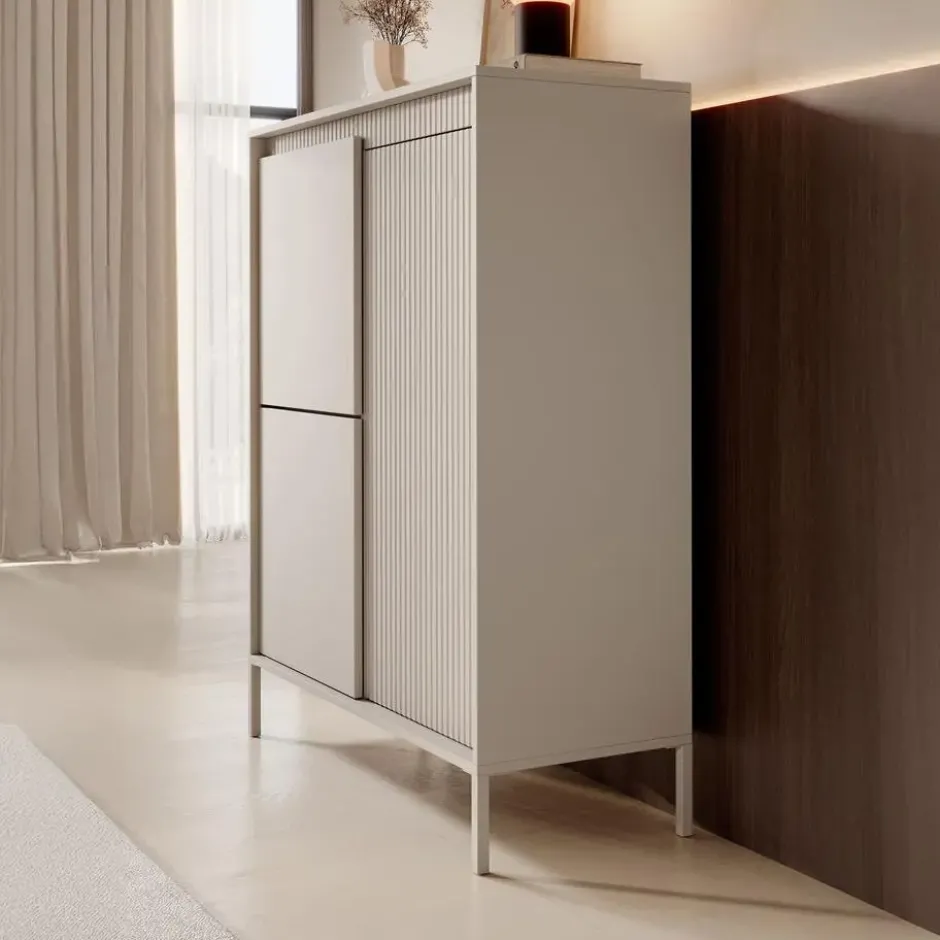 Meubella - Dressoir Saran - Beige - Hoog - 104 cm