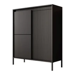 Meubella - Dressoir Saran - Mat zwart - Hoog - 104 cm