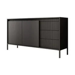 Meubella - Dressoir Saran - Mat zwart - 153 cm