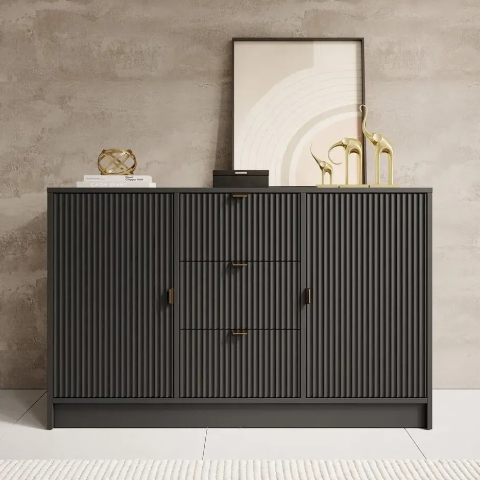 Meubella - Dressoir Tavares - Zwart - 118 cm