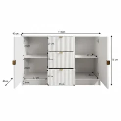 Meubella - Dressoir Tavares - Zwart - 118 cm