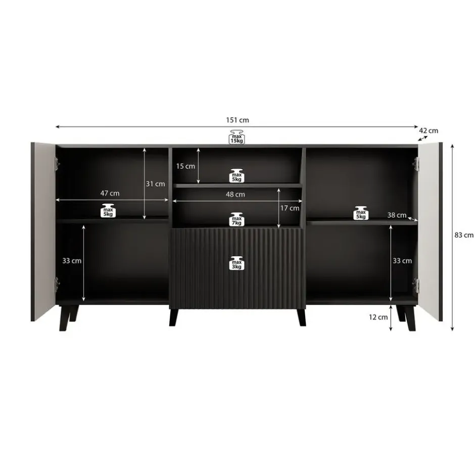 Meubella - Dressoir Vintar - Eiken - 150 cm