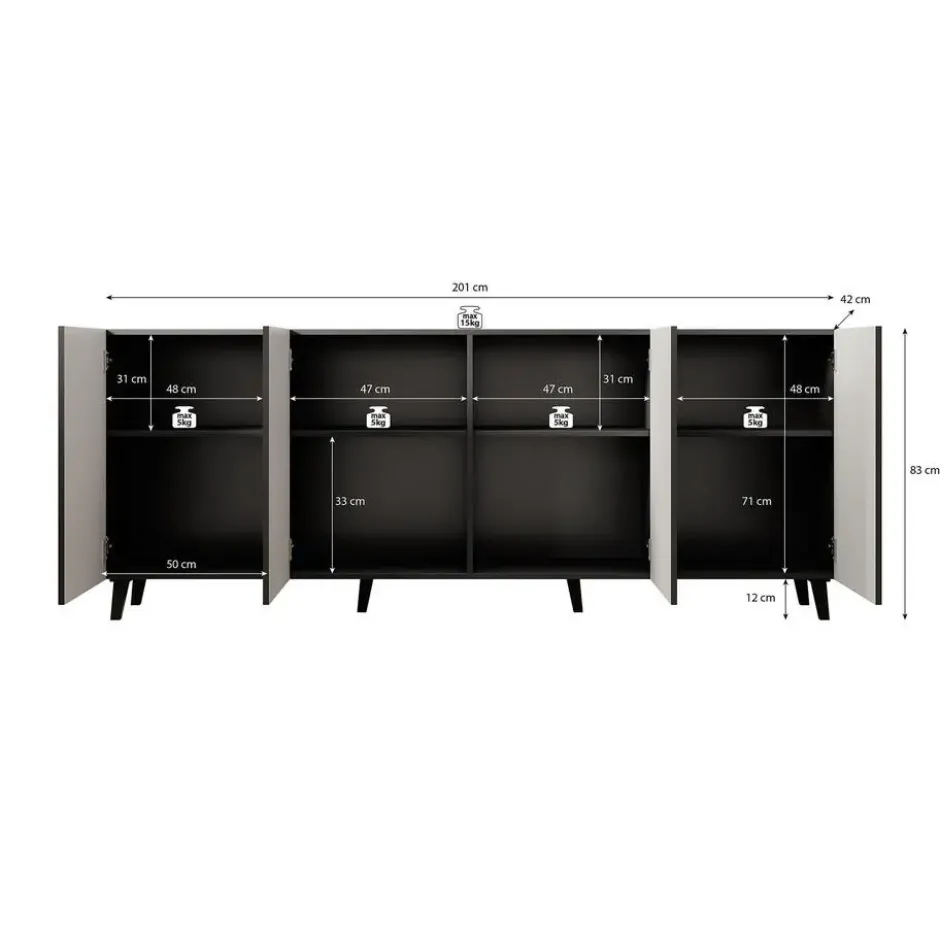 Meubella - Dressoir Vintar - Eiken - 200 cm
