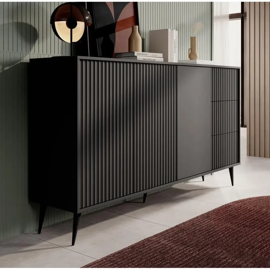 Meubella - Dressoir Winq - Antraciet - 180 cm