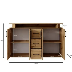 Meubella - Duna - Dressoir - Eikenpatroon - 139x34x90 cm