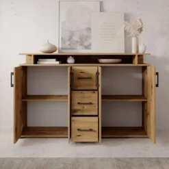 Meubella - Duna - Dressoir - Eikenpatroon - 139x34x90 cm