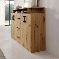 Meubella - Duna - Dressoir - Eikenpatroon - 139x34x90 cm