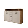 Meubella - Duna - Dressoir - Eikenpatroon/Beige - 139x34x90 cm