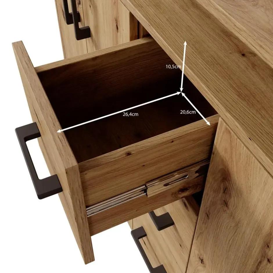 Meubella - Duna - Dressoir - Eikenpatroon/Beige - 139x34x90 cm