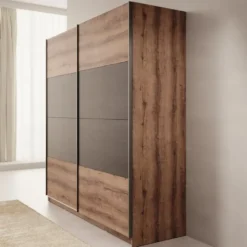 Meubella - Duvano - Kledingkast 2 schuifdeuren - Eiken - 200x61x210 cm