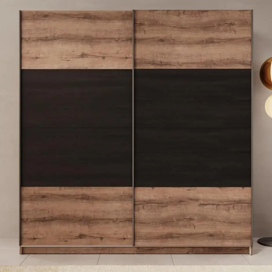 Meubella - Duvano - Kledingkast 2 schuifdeuren - Eiken - 200x61x210 cm