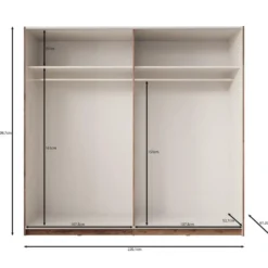 Meubella - Duvano - Kledingkast 2 schuifdeuren - Eiken - 220x61x210 cm