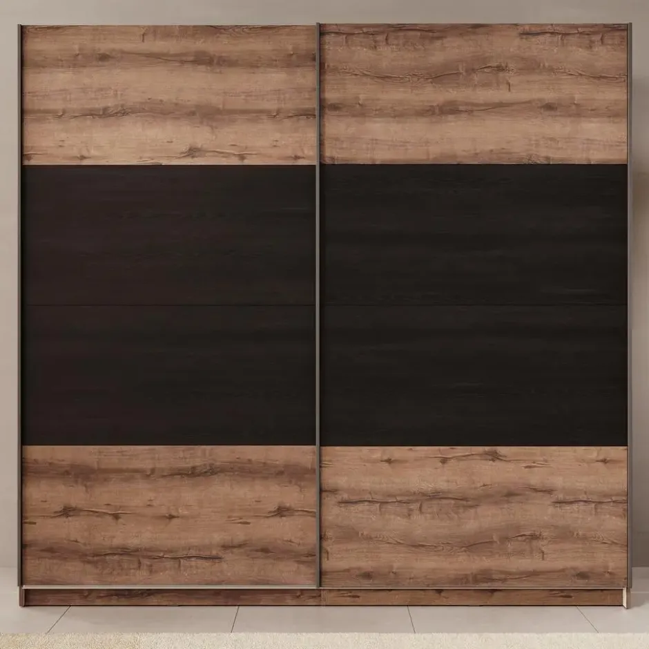 Meubella - Duvano - Kledingkast 2 schuifdeuren - Eiken - 220x61x210 cm