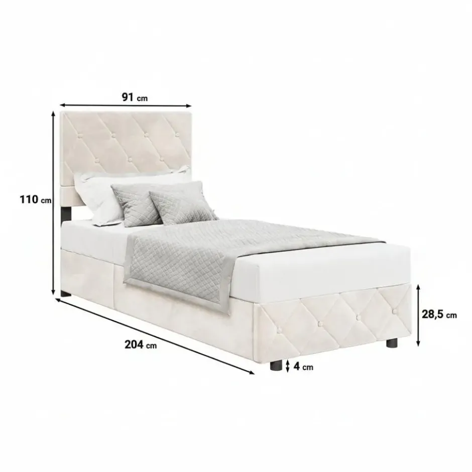Meubella - Eenpersoonsbed Hernandez - Beige 90x200 cm - Met gaslift