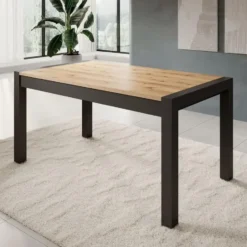 Meubella - Eetkamertafel Acapulco - Eiken Zwart 240 cm - Uitschuifbaar