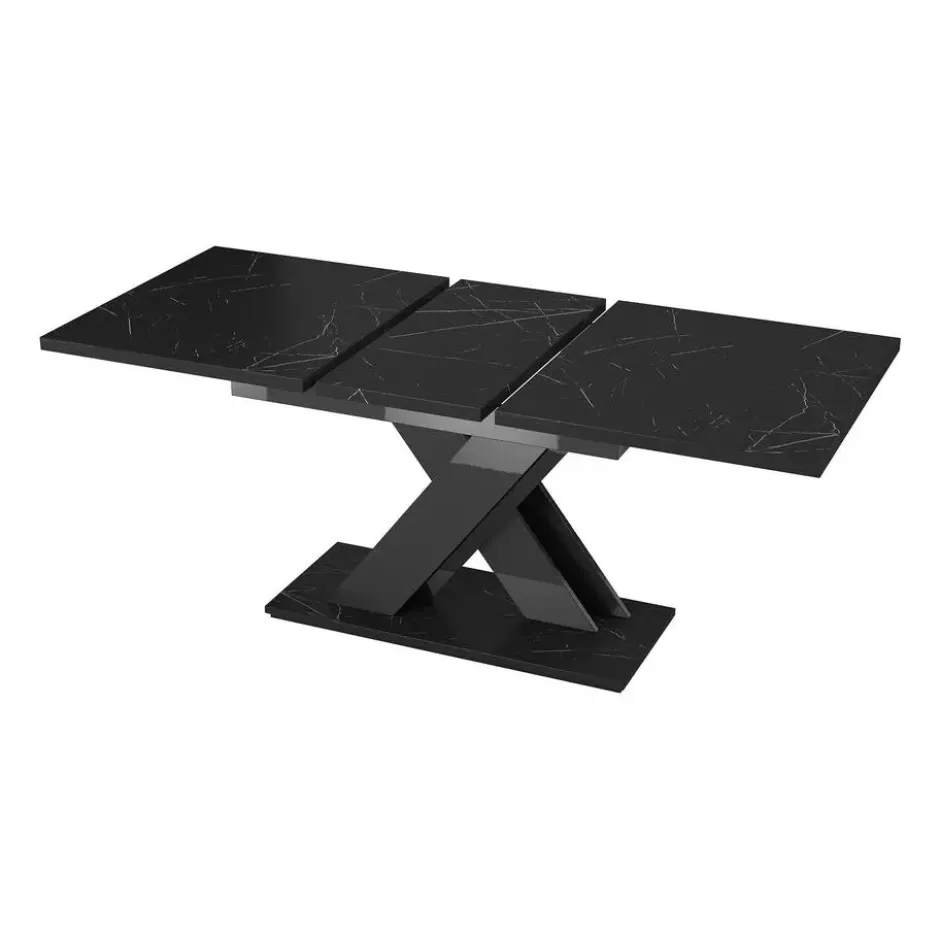 Meubella - Eetkamertafel Bari - Zwart marmerlook 180cm - Uitschuifbaar