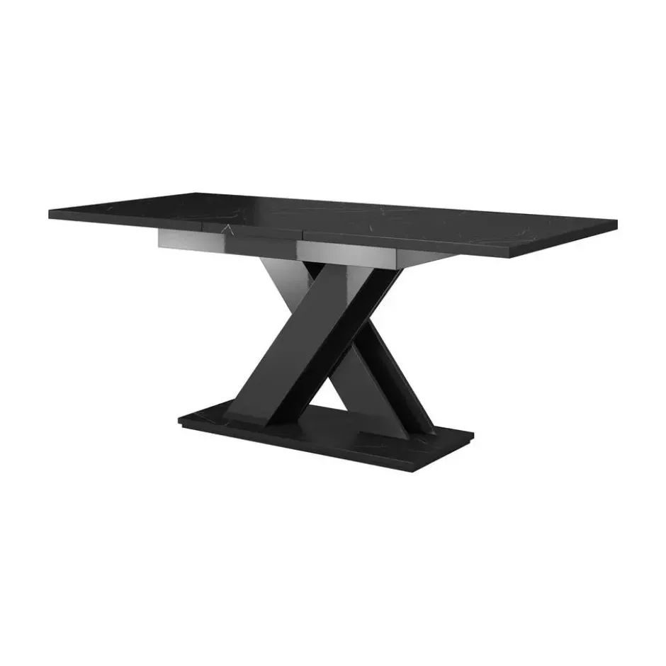 Meubella - Eetkamertafel Bari - Zwart marmerlook 180cm - Uitschuifbaar
