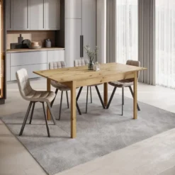 Meubella - Eetkamertafel Steve - Eiken - 160 cm - Uitschuifbaar