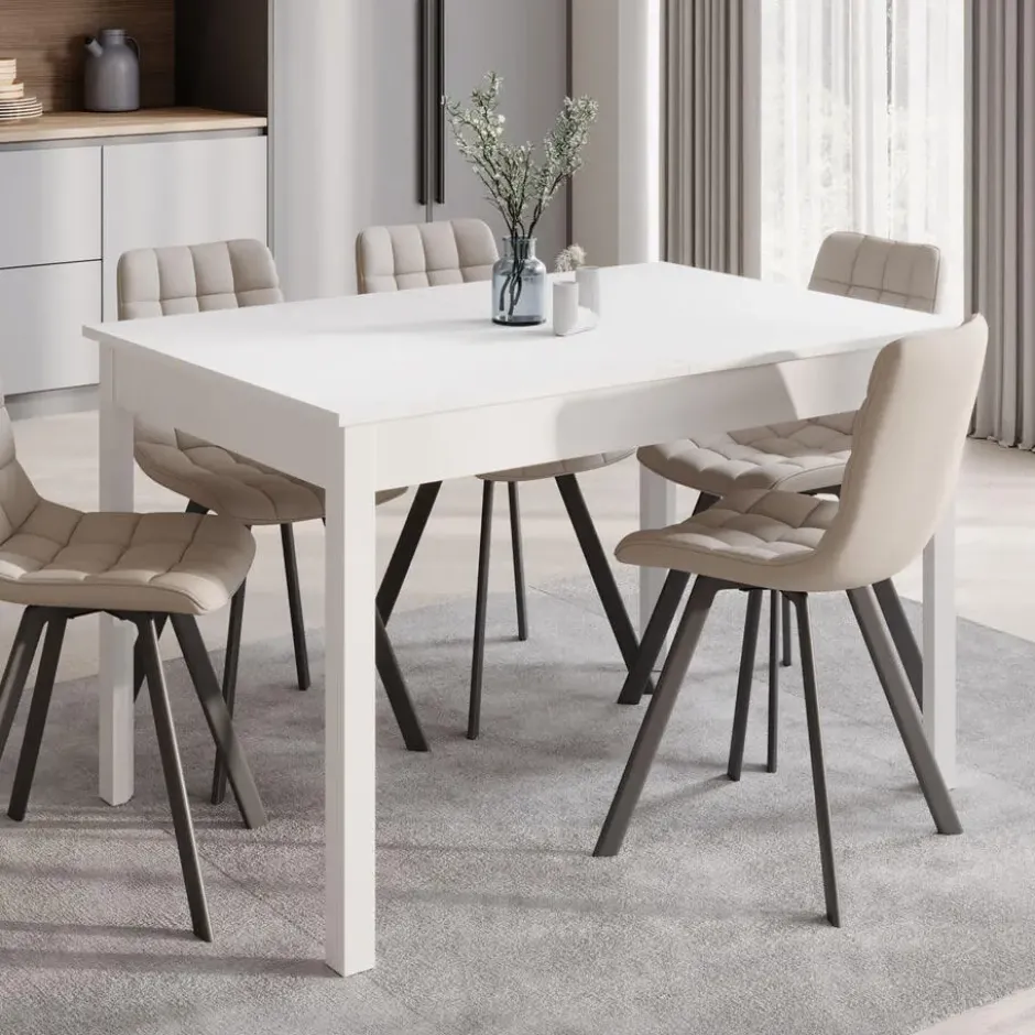 Meubella - Eetkamertafel Steve - Wit - 160 cm - Uitschuifbaar