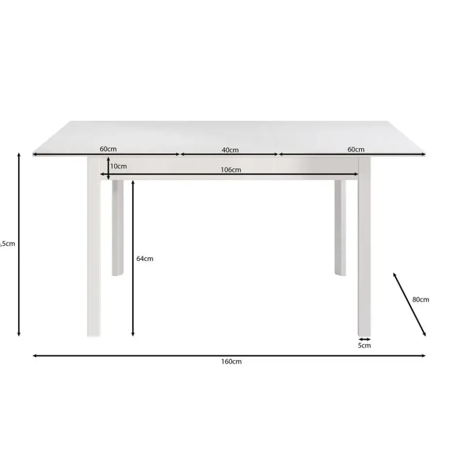 Meubella - Eetkamertafel Steve - Wit - 160 cm - Uitschuifbaar