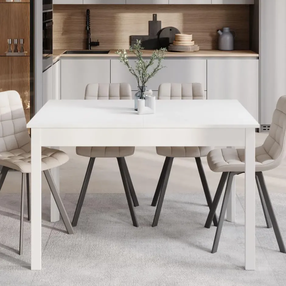 Meubella - Eetkamertafel Steve - Wit - 160 cm - Uitschuifbaar