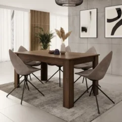 Meubella - Eetkamertafel Uverta - Donker eiken - 220 cm - Uitschuifbaar